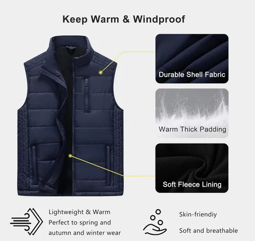Vista 4 de Vcansion Chaleco acolchado con cuello alto casual para hombre
