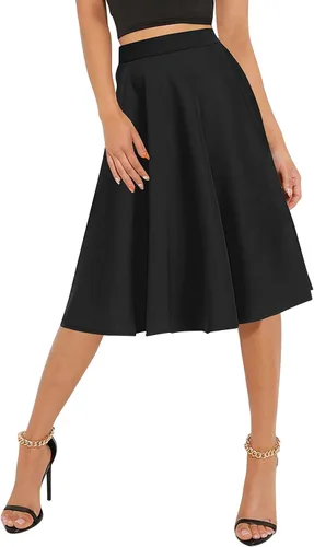 Vista 2 de Urban CoCo Falda midi acampanada básica con cintura elástica para mujer