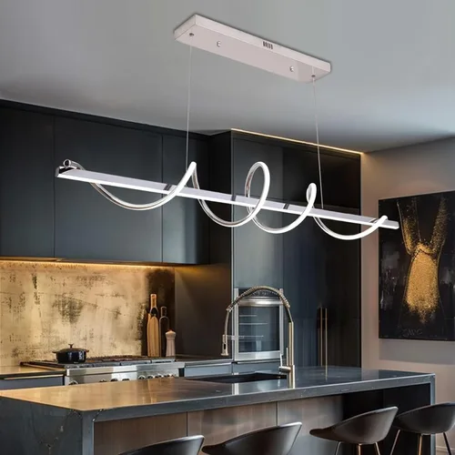 Vista 15 de Lámpara LED de 47.24 pulgadas regulable moderna lámpara colgante 3000K-6500K brillo de color ajustable con control remoto Blanco