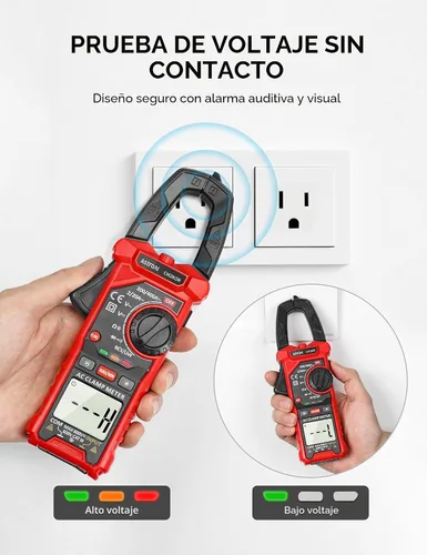 Vista 3 de AstroAI Multímetro de Pinza Digital 2000 Cuentas Probador de Voltaje y Amperaje con Rango Automático con Voltaje CA/CC, Corriente CA, Resistencia