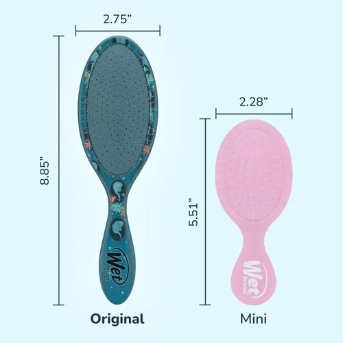 Vista 5 de Wet Brush Cepillo desenredante original para el cabello, Anna & Elsa (Disney Love), cerdas IntelliFlex ultrasuaves, cerdas desenredantes que se