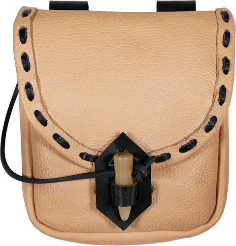 Vista 7 de Mythrojan - Bolso de Cintura de Cuero Vikingo - Accesorios para Vestimenta Medieval y Renacentista - Bolso de Cintura LARP - Bolso de Monedas