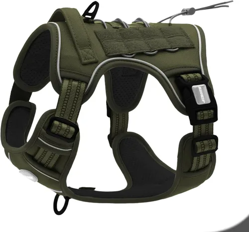Vista 50 de Auroth - Arnés táctico para perros pequeños y medianos, sin tirones, arnés ajustable para mascotas, reflectante, K9, entrenamiento, trabajo