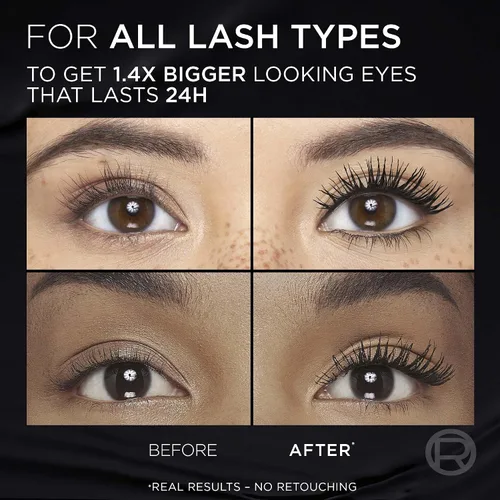 Vista 2 de L'Oreal Paris - Máscara Panorama Voluminosa, fórmula voluminizante y alargadora, de larga duración, resistente a manchas y lavable, Máscara negra