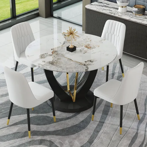 Vista 10 de gopop Juego de mesa de comedor redonda para 4, juego de mesa de comedor