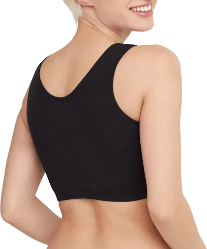 Vista 4 de Hanes Top corto de algodón con cuello redondo para mujer (paquete de 3)