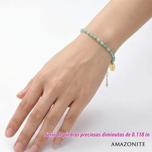 Vista 3 de Morchic 3mm Natural Gemstone Beaded Bracelet for Women, Dainty Tiny Charm Jewelry, Adjustable 7.1-8.6" Ideal Birthday Holiday Gift