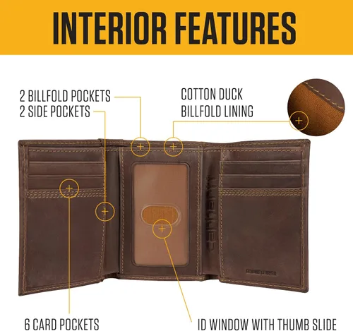 Vista 2 de Carhartt - Billetera resistente de cuero con triple puntada para hombre, disponible en múltiples estilos