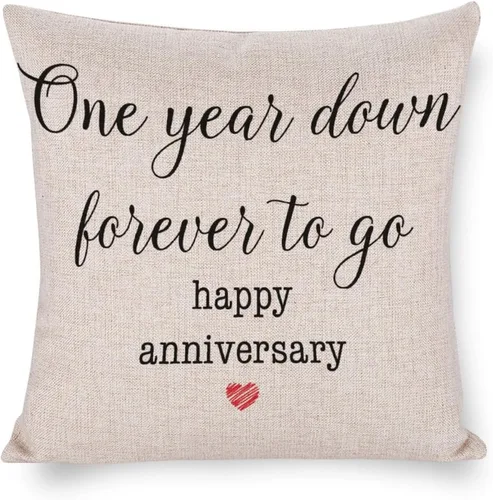 Vista 10 de One Year Down Forever to Go - Fundas de almohada decorativas de 16 x 16 pulgadas, funda de cojín cuadrada con acento de San Valentín para sofá