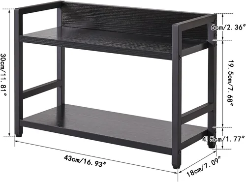 Vista 8 de IBUYKE Estante de especias industrial de 2 niveles, organizador de almacenamiento de escritorio, estante de condimentos de pie para encimera, Negro