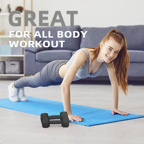 Vista 5 de Juego de pesas para mano de 5/10/15/20/25/36 libras, 5 opciones de colores, pesas libres de ejercicio y fitness, para mujeres y hombres