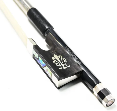Vista 3 de ¡Nuevo modelo! Arco para violín avanzado de fibra de carbono Vingobow con diseño único con cristal (4/4, flor de lis)