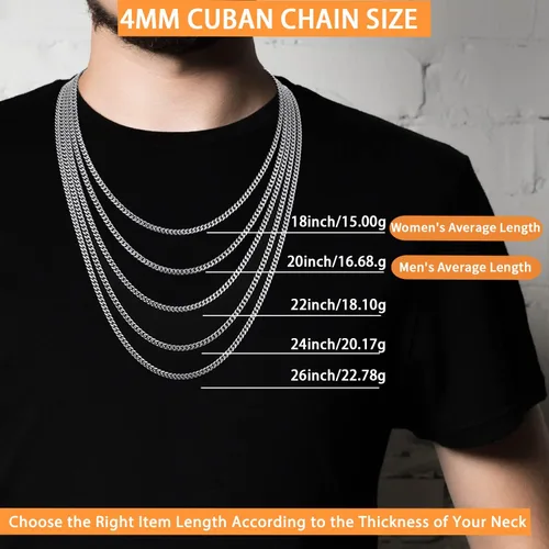 Vista 3 de Momlovu Silver Chain Gold Chain for Men Boys, 18K Gold Plated Men's Necklaces Chain Cuban Link Chain for Men 4mm6mm 1820222426inch