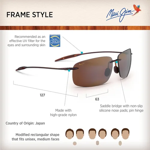 Vista 6 de Maui Jim Mens and Womens Breakwall Polarized Rimless Reading Sunglasses
