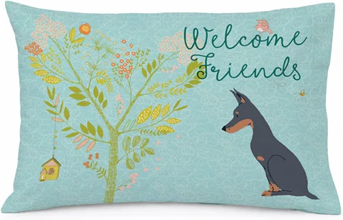 Vista 23 de Caroline's Treasures BB7625PILLOWCASE - Funda de almohada decorativa de tela con texto en inglés "Welcome Friends" Airedale Terrier estándar