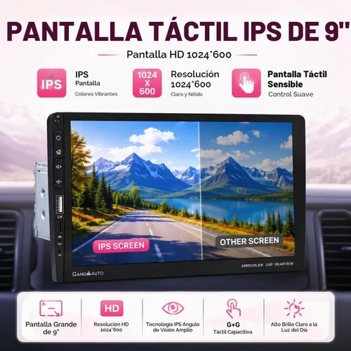 Vista 7 de Estéreo de Coche de 9 Pulgadas de DIN Único con Apple CarPlay Inalámbrico Android Auto, Radio de Coche, Pantalla Táctil IPS de 9" de Capacitancia