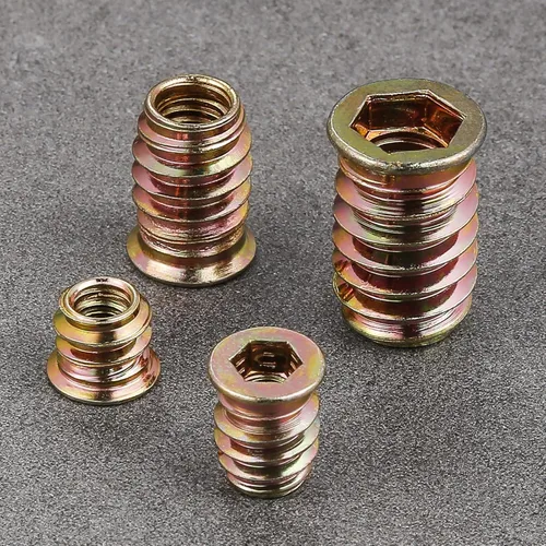 Vista 3 de Wensilon 1/4 "-10 200 piezas de insertos roscados para madera hexagonal, insertos de madera, tuercas para muebles