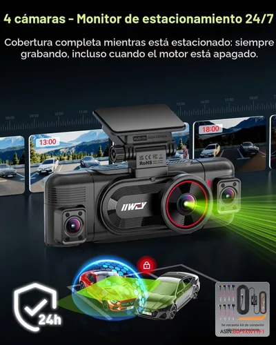 Vista 5 de IIWEY N6 PRO 4K STARVIS 2 4 canales Dash Cam 360° View, tarjeta gratuita