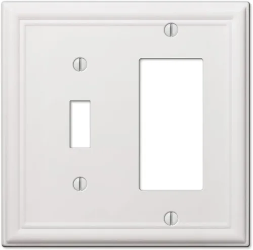 Vista 4 de Amerelle 148TRW Moderne - Placa de pared, 1 palanca / 1 balancín, acero, blanco, paquete de 1