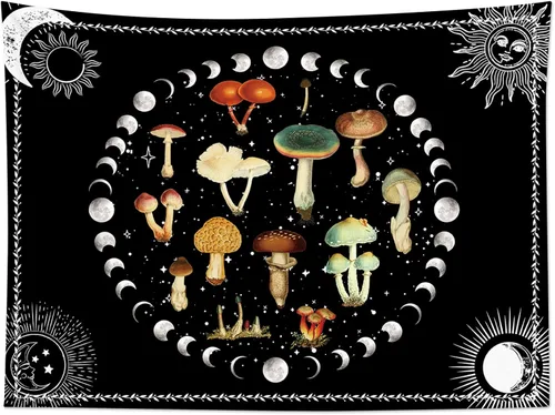 Vista 7 de LB Tapiz de mariposa Trippy para colgar en la pared, manta de tapiz estético psicodélico negro, decoración de pared de insectos de polilla colorida