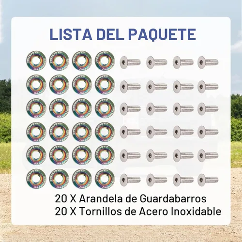 Vista 5 de JDMSPEED Kit de 20 Piezas de Arandelas de Guardabarros de Aluminio Billete CNC Cromado Neo para Vestir el Compartimento del Motor