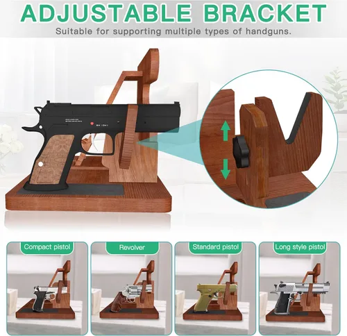 Vista 4 de Organizador de pistola de madera para hombre, soporte para teléfono, cartera, estación de acoplamiento, reloj militar, soporte de noche, soporte