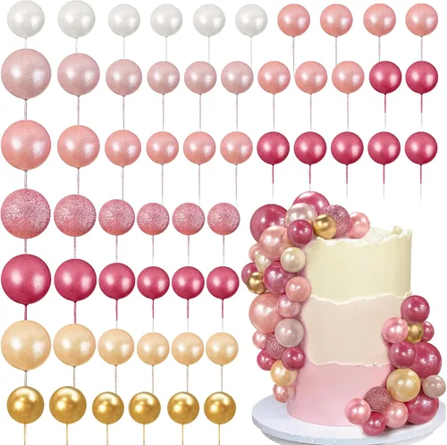 Vista 10 de 56 piezas de bolas de perlas para tarta con forma de bola, decoraciones de tarta con bolas de perlas para tarta de cumpleaños, boda, suministros