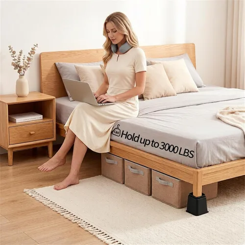 Vista 7 de Okllen Paquete de 6 elevadores de muebles de cama, elevadores de sofá resistentes de 5 pulgadas con almohadillas antideslizantes, elevadores