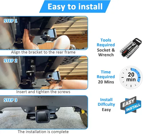 Vista 6 de Wsays Receptor de enganche de remolque de 2 pulgadas, enganches de remolque de remolque clase 3 compatibles con Ford Bronco 2/4 puertas 2021-2024