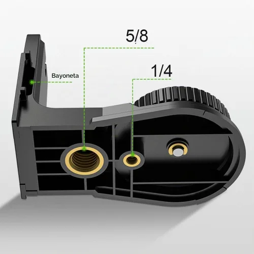 Vista 4 de Adaptador de nivel láser en forma de L, base giratoria magnética multifuncional, ajustable de 360 grados, soporte con rosca de 1/4 y 5/8 pulgadas
