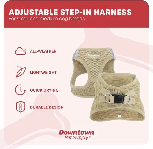 Vista 137 de Downtown Pet Supply Arnés para perro Step-in – Sin tirones, malla acolchada ajustable con ribete reflectante, correa de hebilla segura – Arnés