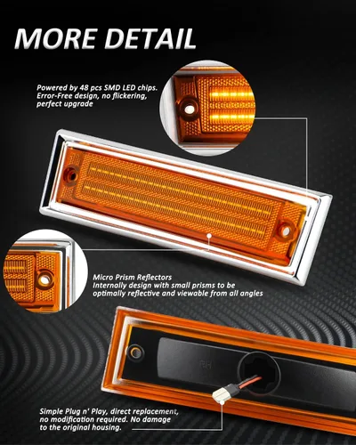 Vista 2 de Bestview Luces de posición laterales LED Compatibles con 1981-1991 Chevy C10 C20 C30 GMC C1500 C2500 Suburban Blazer Jimmy, lado del conductor