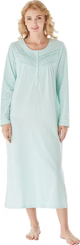 Vista 20 de Keyocean Camisones para mujer, suaves 100% algodón, cómodos camisones de manga larga para dormir para mamá Danderlion Azul