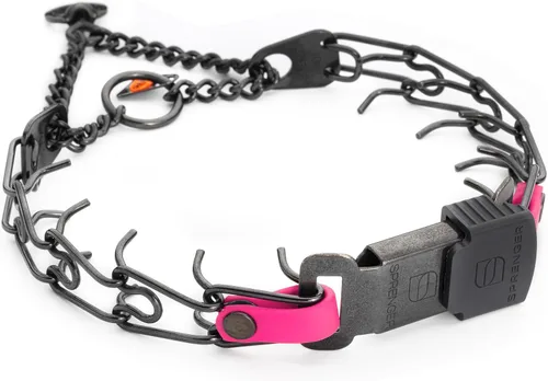 Vista 28 de Collar para Perro Herm Sprenger de Acero Inoxidable Negro con Hebilla de Liberación Rápida ClicLock y Inserción de Biothane Collar de Entrenamiento