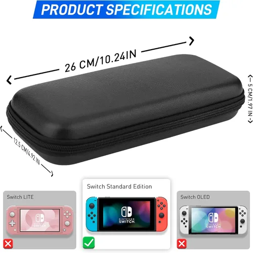 Vista 6 de FANPL Funda para Nintendo Switch, paquete de accesorios 15 en 1, funda de transporte para Switch y controlador Joy Con con piel protectora rígida