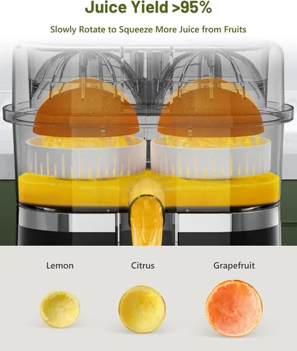 Vista 10 de KEENSTAR Exprimidor eléctrico de cítricos, exprimidor de naranja de doble cabeza, exprimidor portátil con cepillo de limpieza para limón, pomelo