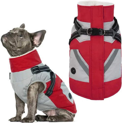 Vista 23 de IECOii Abrigos para perros pequeños, arnés de invierno con cremallera, color verde, talla XS, cálido abrigo de invierno para perros pequeños