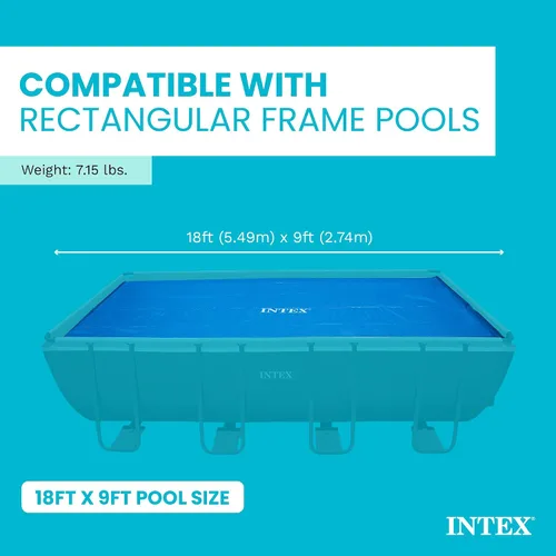 Vista 3 de Intex Cubierta solar para piscina de 18 x 9 pies con marco rectangular para piscinas al aire libre con bolsa de almacenamiento de transporte