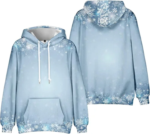 Vista 2 de Men Christmas Hoodies Big And Tall Cotton Lightweight Graphic Ugly Christmas Sweatshirt Casual Warm Pullover