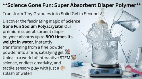 Vista 2 de 1 libra de pañal superabsorbente Polymer_Science Productos educativos – Poliacrilato de sodio para experimentos científicos, trucos mágicos