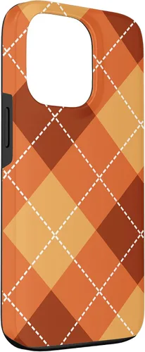 Vista 3 de Funda para iPhone 13 Pro, naranja, amarillo y marrón, a cuadros, otoño, calabazas