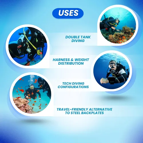 Vista 7 de Scuba Choice Scuba Tech Buceo Aluminio Negro Placa trasera