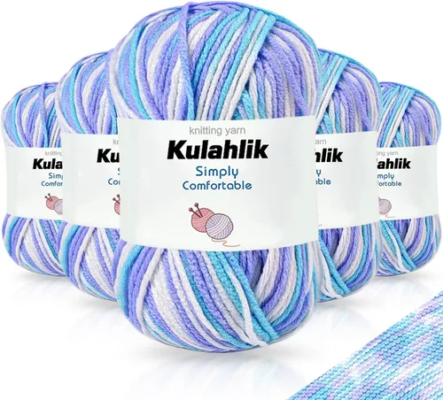 Vista 54 de 50g (1x50g) Hilo Acrílico para Crochet y Tejido, Hilo Degradado Colorido, 1 Rollo de Madejas, Hilo Acrílico Multicolor, Perfecto para Proyectos