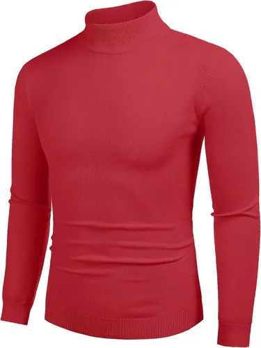 Vista 11 de COOFANDY Suéter de cuello alto falso para hombre, ajuste delgado, informal, básico, suéter térmico de punto 01-Negro