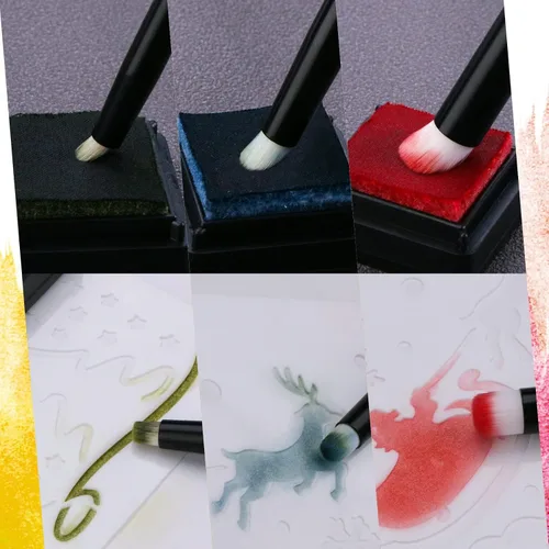 Vista 4 de UNIMEIX Mini pinceles de mezcla para hacer tarjetas, pincel seco, pintura en miniatura, mezclador de fondo, pequeños pinceles de acuarela