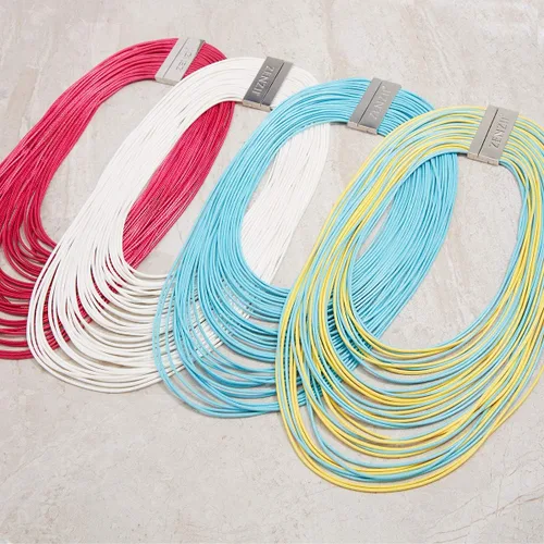 Vista 7 de ZENZII Collar con pechera de varias hebras con cierre magnético para mujer