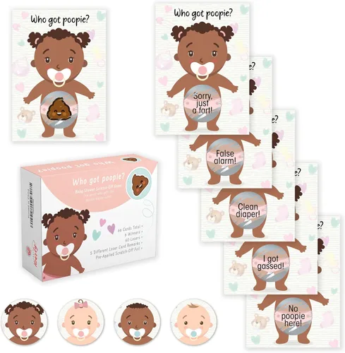 Vista 11 de Party Hearty Deliciosa diversión para baby shower – 50 divertidos arañazos de Poopie – Ideal para todos los géneros 50 tarjetas, divertida
