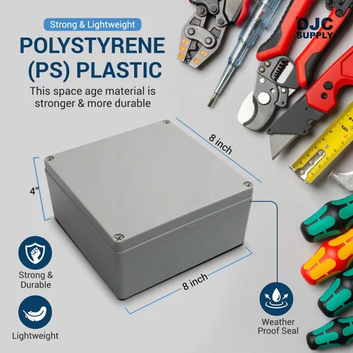 Vista 6 de Caja de conexiones eléctricas resistente a la intemperie de 4 x 4 x 2.4 pulgadas, carcasa impermeable IP65 para exteriores, plástico