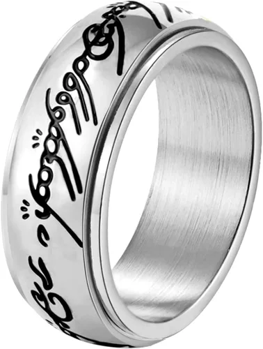 Vista 10 de Mercancía del Señor de los Anillos Anillo de Poder para Hombres y Mujeres Anillo Antiestrés para Hombres Negro_06