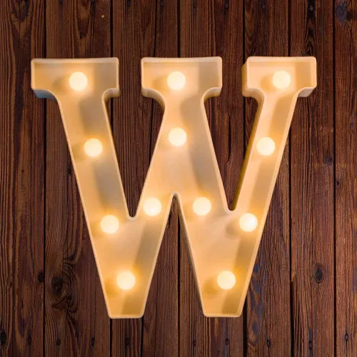 Vista 109 de Ulalaza Letrero de luz LED en blanco y negro, 2 letras AA alimentadas por batería para boda, fiesta de cumpleaños, lámpara de Navidad, luz nocturna